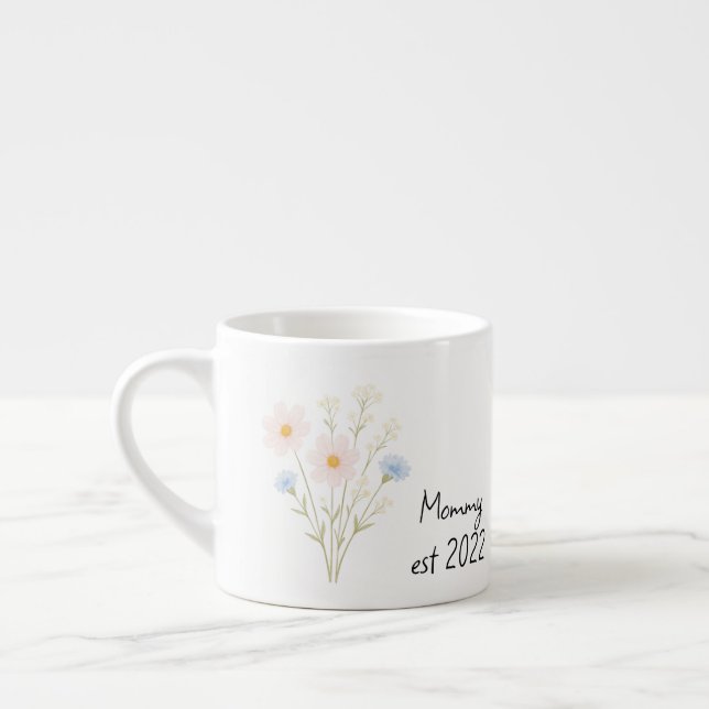 Pastel Wildflower - Personalized Mommy Est.  Espresso Cup (Left)