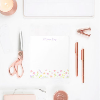 Pastel Wildflower Personalized Purple Notepad