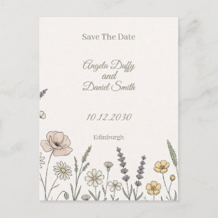 Pastel Wildflower Save the Date Postcard