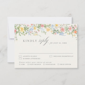 Pastel Wildflower Spring Garden Floral RSVP Card