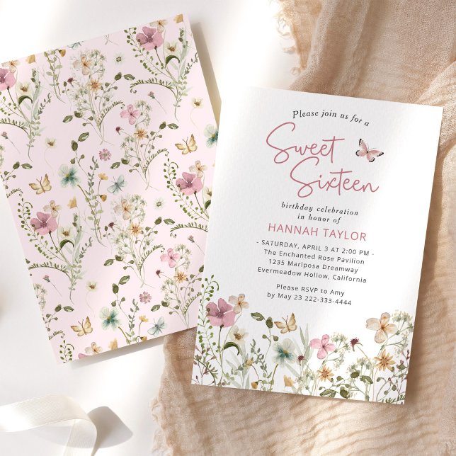 Pastel Wildflower Spring Sweet 16 Invitation (Creator Uploaded)