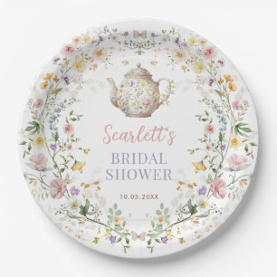Pastel Wildflower Time for Tea Bridal Shower Paper Plates