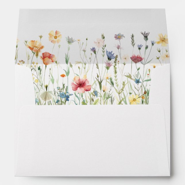 Pastel Wildflower Wedding Envelope (Back (Bottom))