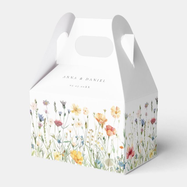 Pastel Wildflower Wedding Favor Boxes (Front Side)