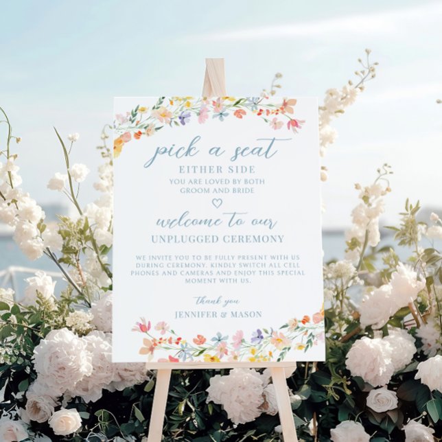 Pastel Wildflower Wedding Pick a Seat Seating Sign (Creator Uploaded)