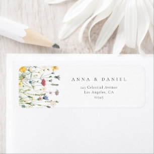 Pastel Wildflower Wedding Return Address Label