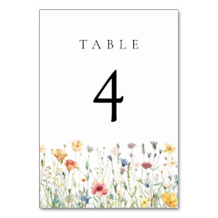 Pastel Wildflower Wedding Table Number
