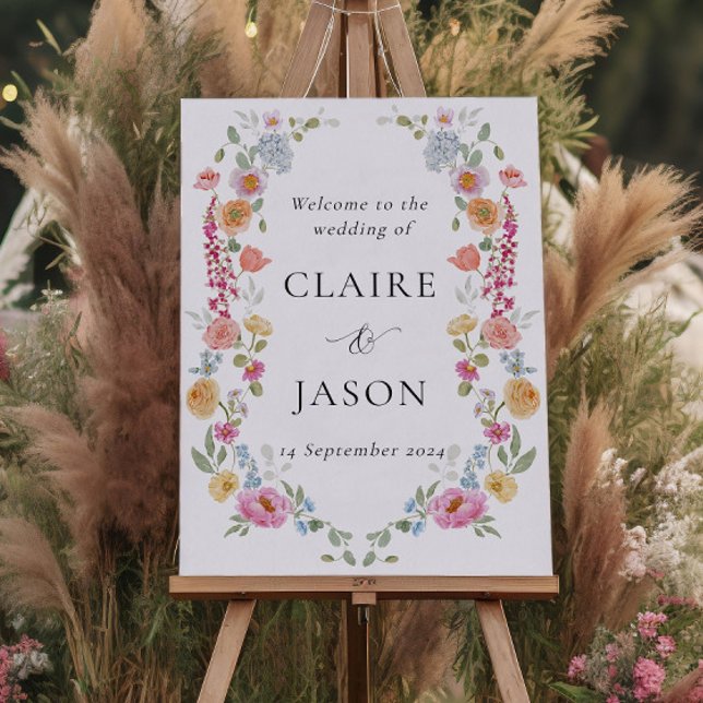 Pastel Wildflower Wedding Welcome Sign Floral  (Creator Uploaded)