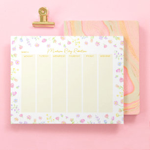 Pastel Wildflower Weekly Planner Notepad in Yellow