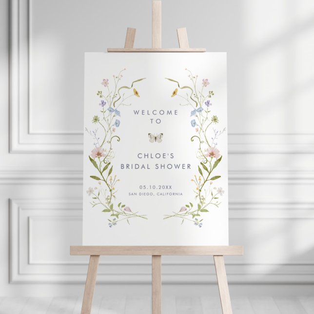 Pastel Wildflower Whimsical Bridal Shower Welcome  Foam Board (Creator Uploaded)