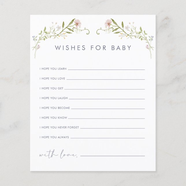 Pastel Wildflower Wishes for Baby Card (Front)