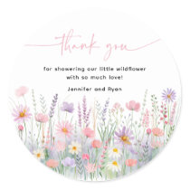 Pastel Wildflowers Baby Shower Classic Round Sticker