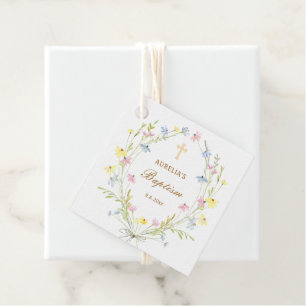 Pastel Wildflowers Baptism Favor Tags