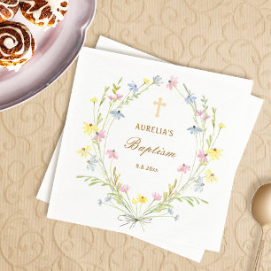 Pastel Wildflowers Baptism Napkins