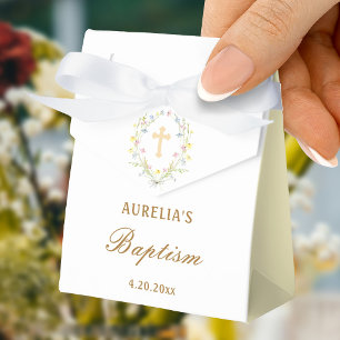 Pastel Wildflowers Baptism Tent Favor Boxes
