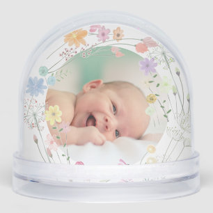 pastel wildflowers Baptism thank you  Snow Globe