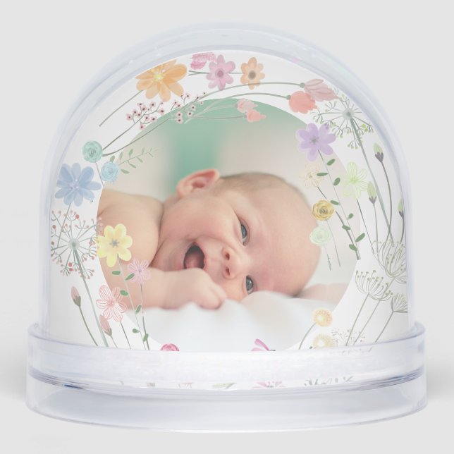 pastel wildflowers Baptism thank you  Snow Globe (Front)