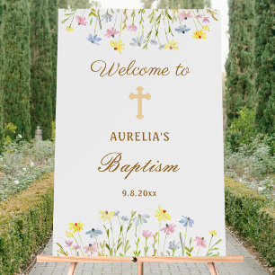 Pastel Wildflowers Baptism Welcome Foam Board