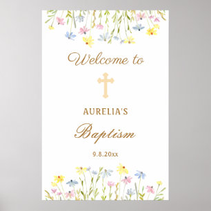 Pastel Wildflowers Baptism Welcome Poster