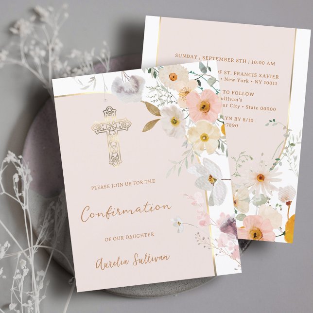 Pastel Wildflowers Confirmation Invitation (Creator Uploaded)