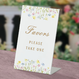 Pastel Wildflowers Favors Pedestal Sign