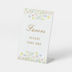 Pastel Wildflowers Favors Pedestal Sign