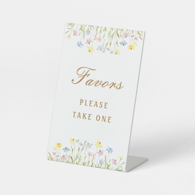 Pastel Wildflowers Favors Pedestal Sign (Front)