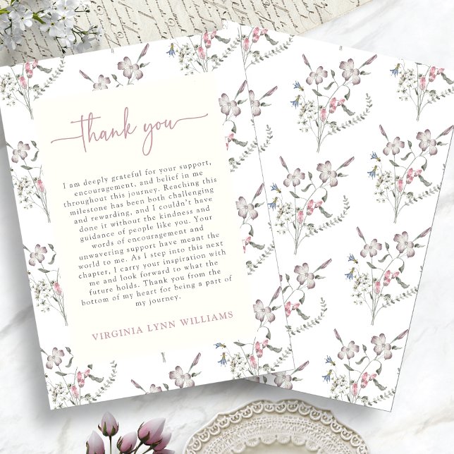 Pastel Wildflowers Graduation Thank You Card (Pastel Wildflowers Graduation Thank You Card by Painted Paperie
)