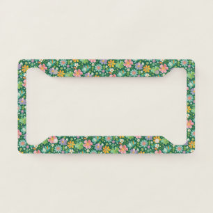 Pastel Wildflowers In Pink Purple Orange And Green License Plate Frame