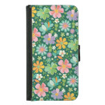 Pastel Wildflowers In Pink Purple Orange And Green Samsung Galaxy S5 Wallet Case