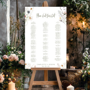 Pastel Wildflowers Modern Floral Wedding Seating Foam Board