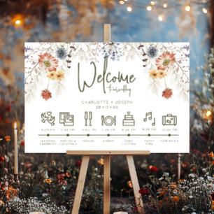 Pastel Wildflowers Modern Floral Wedding Timeline Foam Board