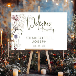 Pastel Wildflowers Modern Floral Wedding Welcome Foam Board