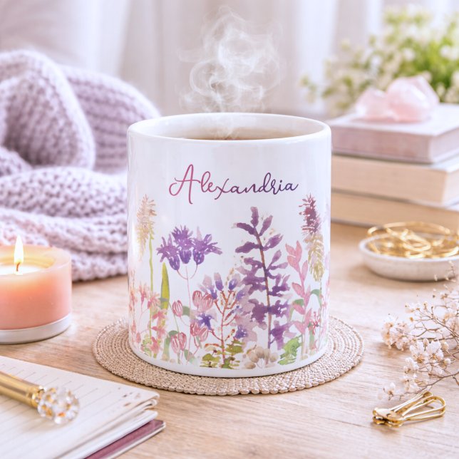 Pastel Wildflowers Monogram  Coffee Mug (Creator Uploaded)