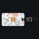Pastel wildflowers with metallic copper monogram luggage tag<br><div class="desc">Trendy classy glamorous and feminine pastel blush pink, sage green and dusty orange peach wildflowers, leaves and berries pattern making an elegant luggage tag with a faux metallic gold copper monogrammed geometric square for business women | makeup artist | hairstylist | fashion stylist | home interior decorator | designer |...</div>