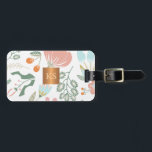 Pastel wildflowers with metallic copper monogram luggage tag<br><div class="desc">Trendy classy glamorous and feminine pastel blush pink, sage green and dusty orange peach wildflowers, leaves and berries pattern making an elegant luggage tag with a faux metallic gold copper monogrammed geometric square for business women | makeup artist | hairstylist | fashion stylist | home interior decorator | designer |...</div>
