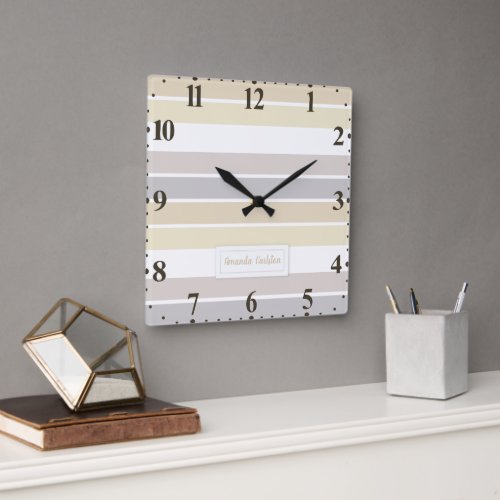 Pastel Winter Color Palette Calligraphy Script Square Wall Clock