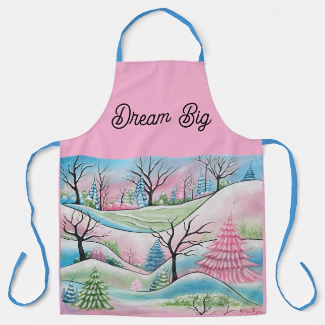 Pastel Winter Forest Whimsical Art Apron (Front)