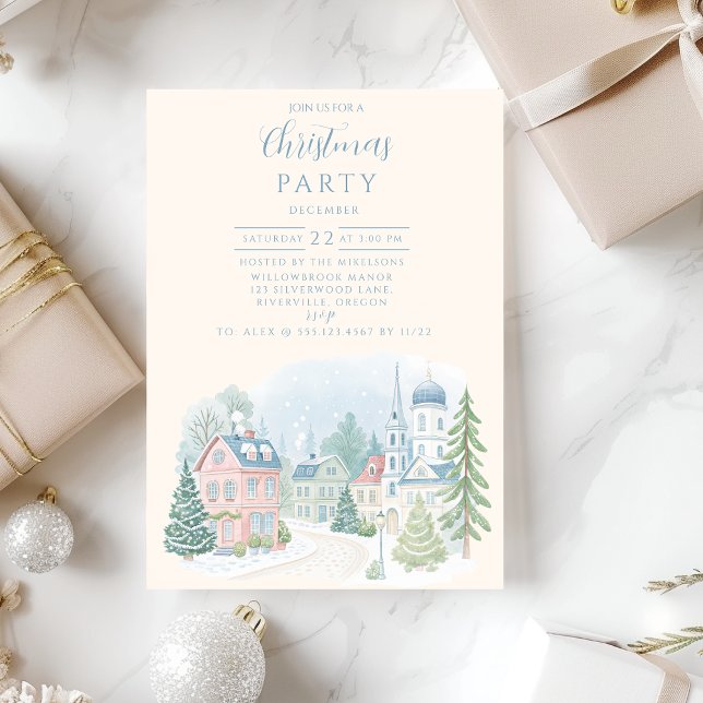 Pastel Winter Village Christmas Invitation (Creator Uploaded)