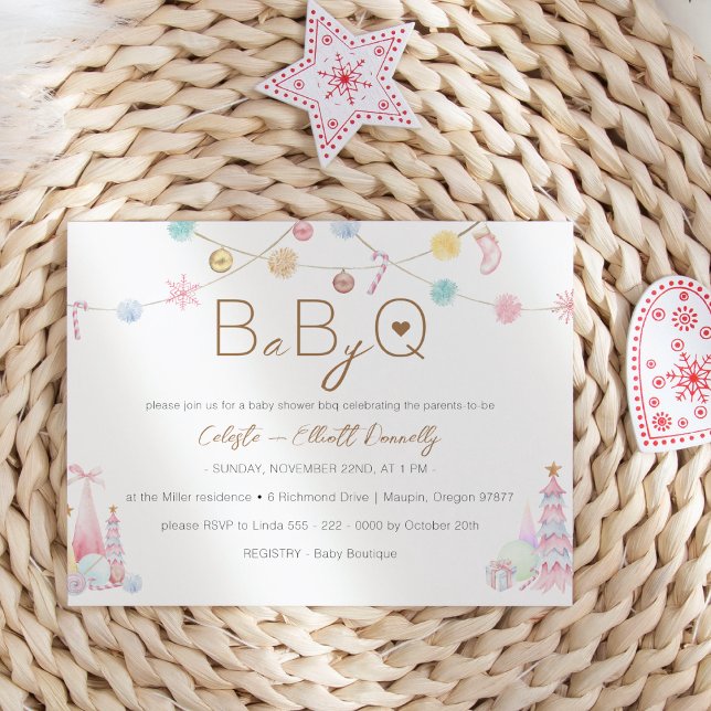 Pastel Winter Wonderland Baby-Q BBQ Baby Shower Invitation (Creator Uploaded)
