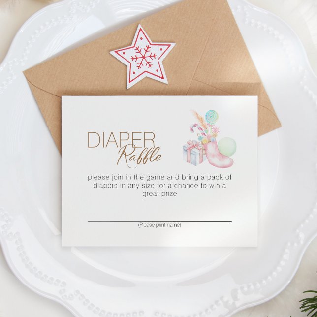 Pastel Winter Wonderland Baby Shower Diaper Raffle Enclosure Card (Creator Uploaded)