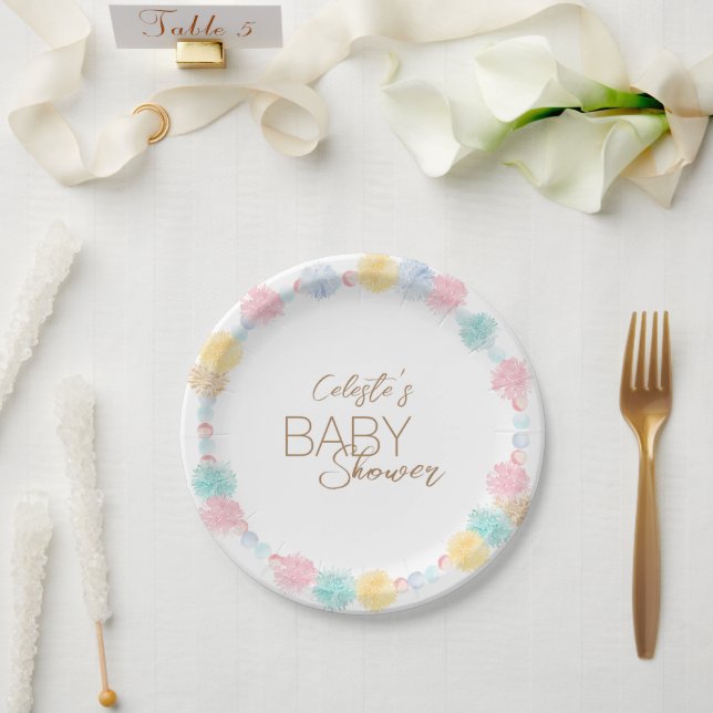 Pastel Winter Wonderland Baby Shower Paper Plates (Wedding)
