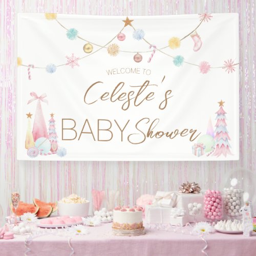 Pastel Winter Wonderland Baby Shower Welcome Banner