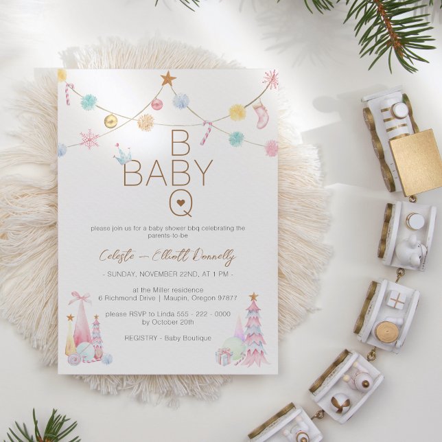 Pastel Winter Wonderland BBQ Baby Shower Invitation (Creator Uploaded)