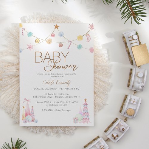 Pastel Winter Wonderland Neutral Baby Shower Invitation