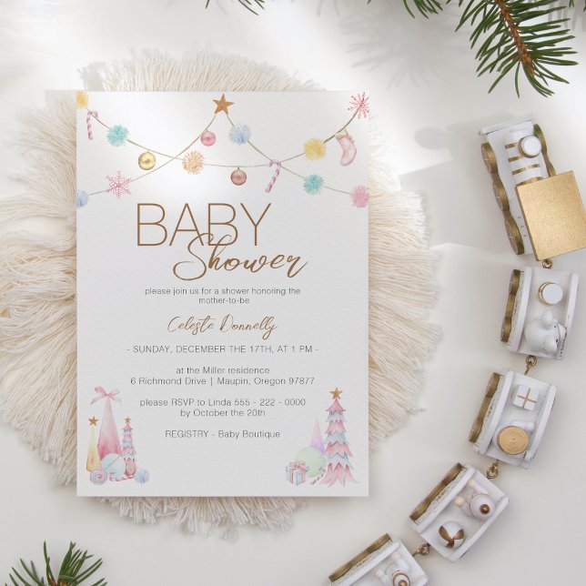 Pastel Winter Wonderland Neutral Baby Shower Invitation (Creator Uploaded)