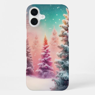 Pastel Winter Wonderland with Snow-Covered Trees iPhone 16 Plus Case