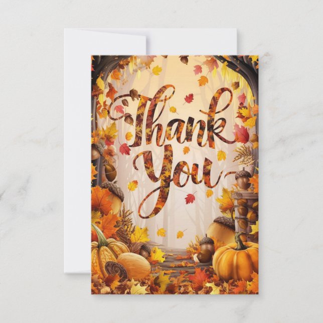 Pastel Wishes Autumn Fall Thank You Card (Front)
