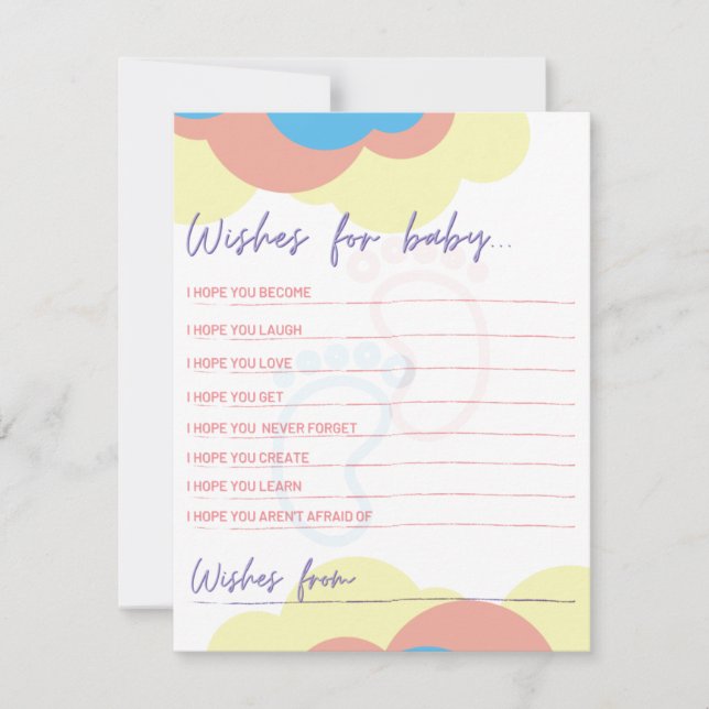 Pastel Wishes for Baby | Gender Neutral Keepsake Note Card (Front)