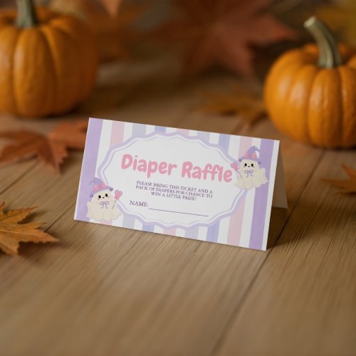 Pastel Witch Ghost Diaper Raffle Ticket Enclosure Card